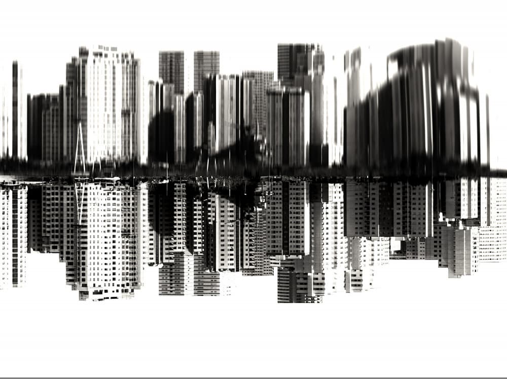 Mirrored City Skyline by Hamid Mohammad Hossein Zadeh Hashemi — canvas wall art