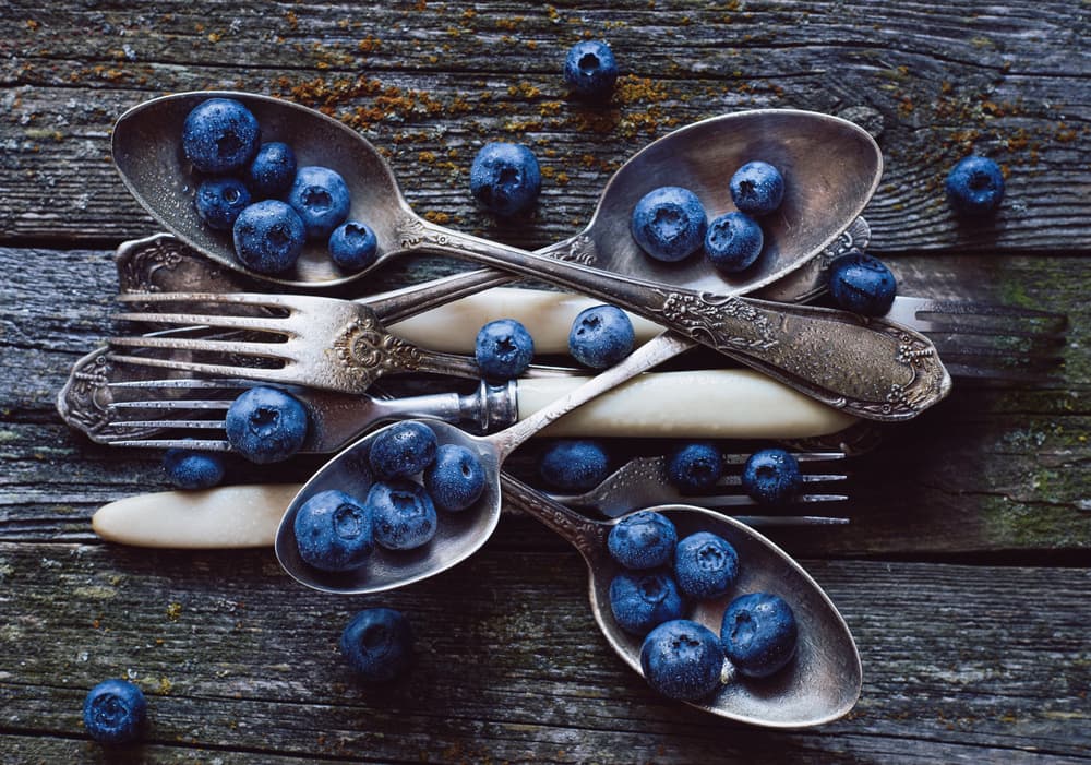 Blueberries and Vintage Silver by Karina Aleksandrova — canvas wall art