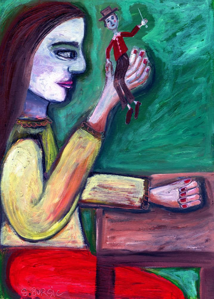 Dreamer And Her Puppet by Sharyn Bursic — canvas wall art