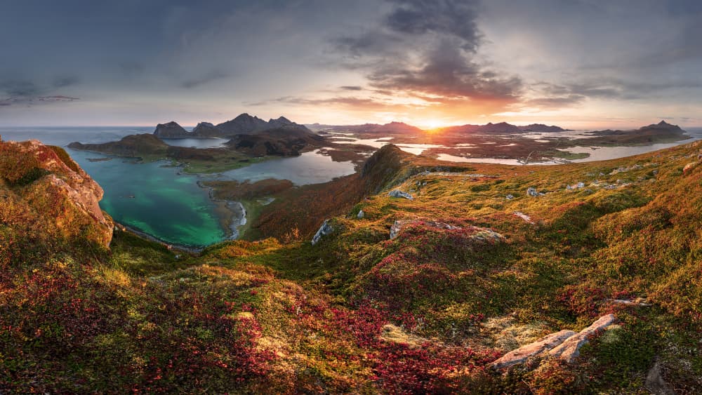 Golden Fjord Sunset by Martin Strouhal QEP — canvas wall art