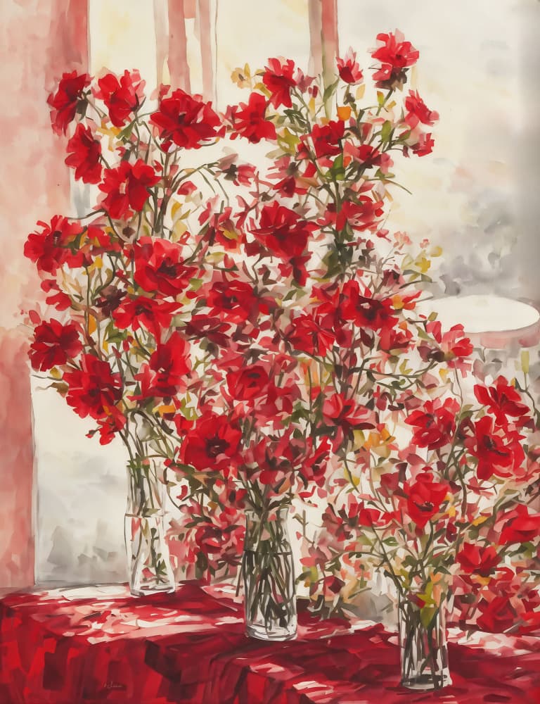 Vibrant Red Blooms by Cicero Spin — canvas wall art