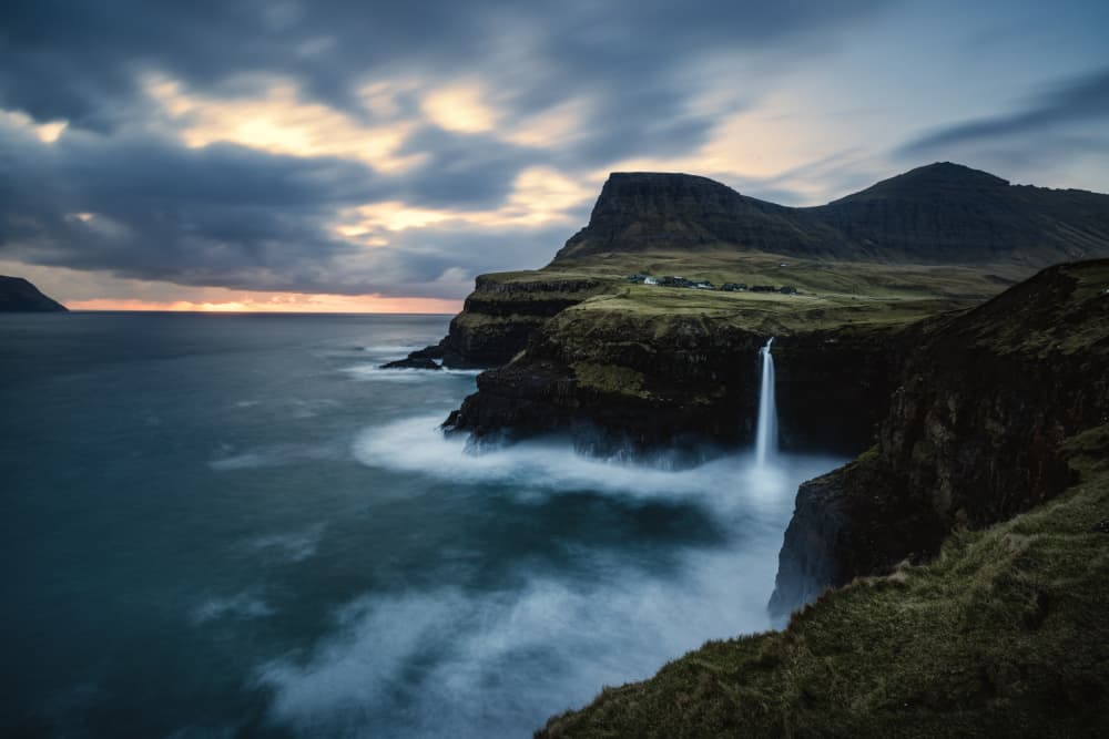Moody Ocean Waterfall by Li Ying — canvas wall art