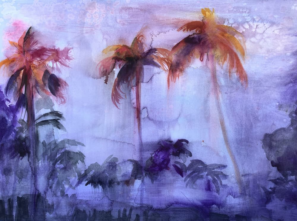 Purple Palm Dreams by Christine Lindstrom — canvas wall art