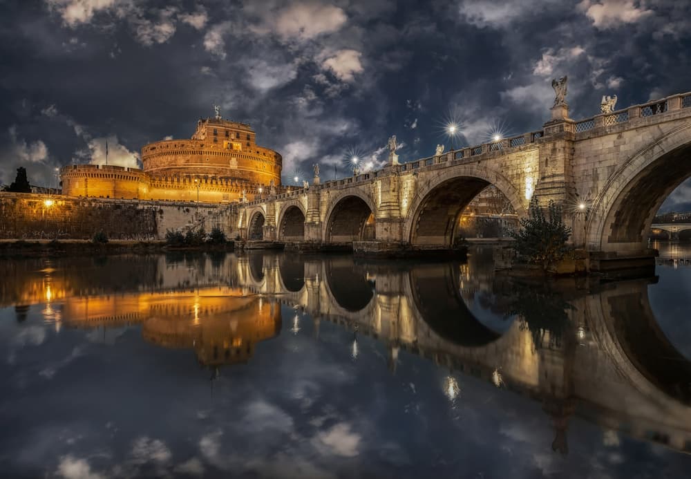 Historic Rome Night Reflection by Massimo Cuomo — canvas wall art