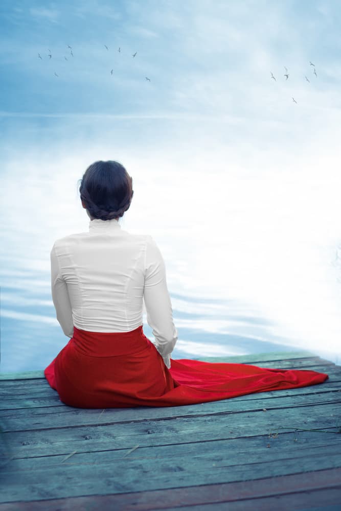 Red Skirt Serene View by Ildiko Neer — canvas wall art