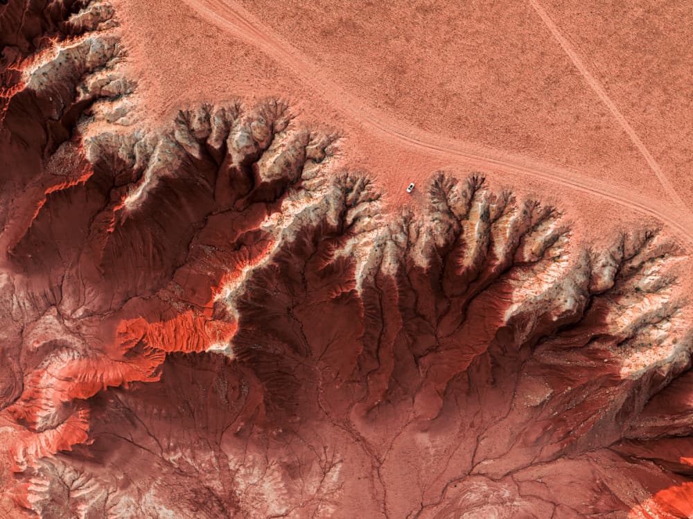 Red Rock Canyonlands Aerial by Reeno — canvas wall art