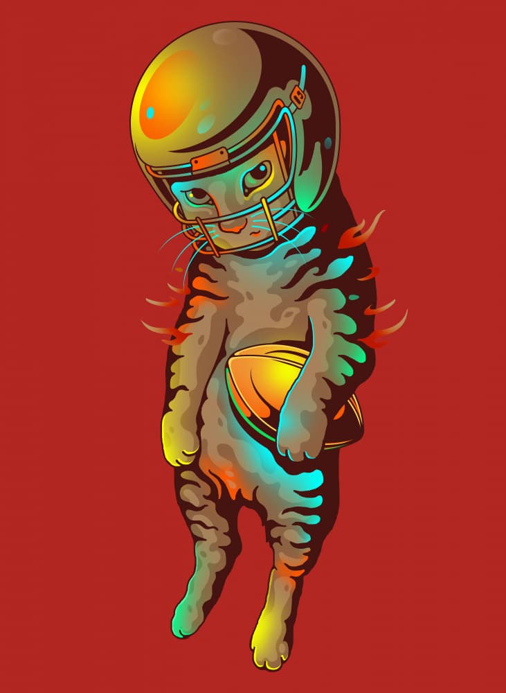 Football Cat Player by Adam Lawless — canvas wall art