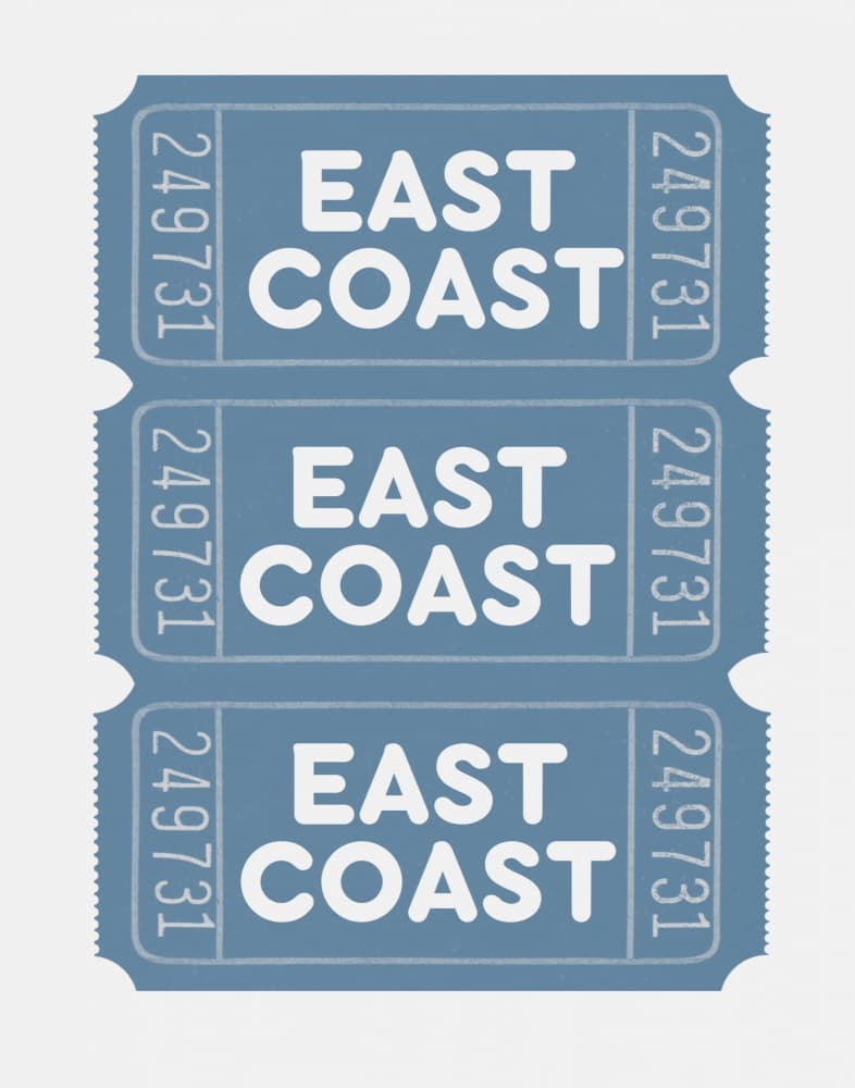 East Coast Travel Tickets by Jolly and Dash — canvas wall art