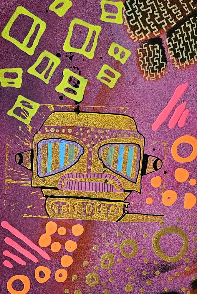 Vibrant Robot Street Art by Olea Huuska — canvas wall art
