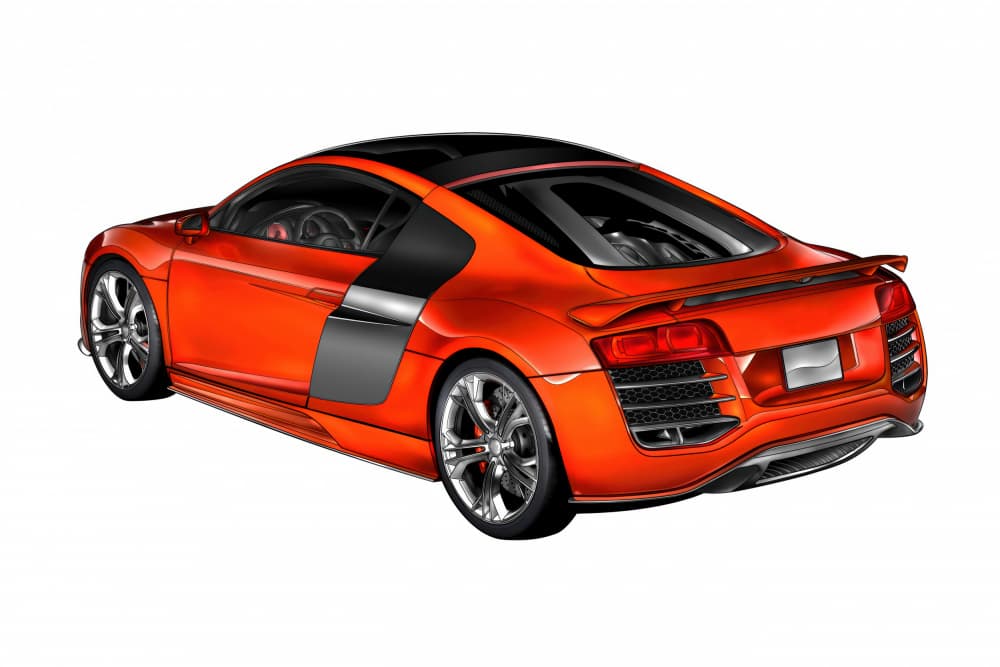 Dynamic Orange Sports Car by Rafal Kulik — canvas wall art