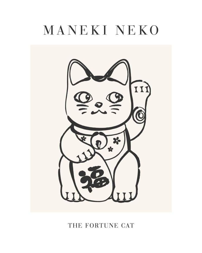 Maneki Neko Fortune Cat by KsanaKalpa — canvas wall art