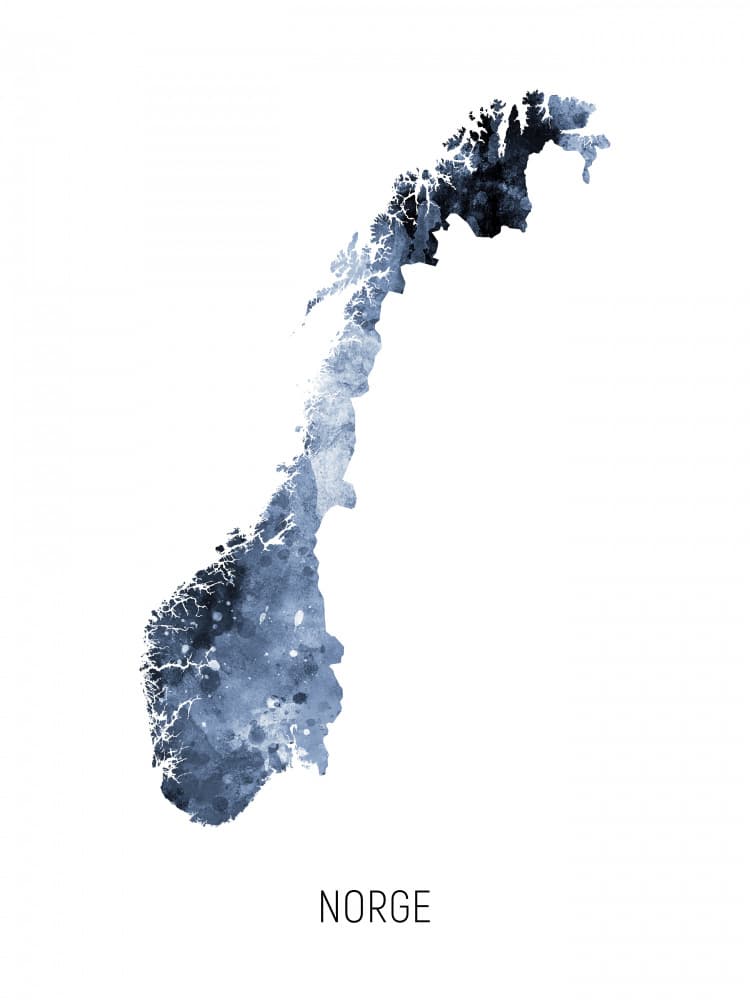 Abstract Norway Map by Michael Tompsett — canvas wall art