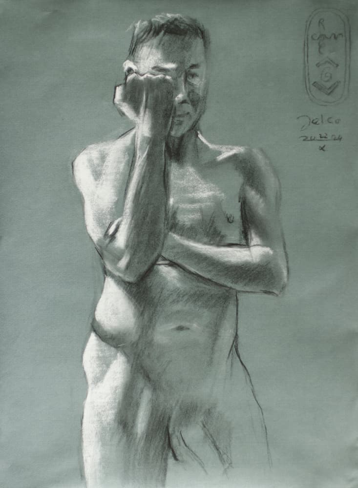 Pensive Male Nude by Corné Akkers — canvas wall art