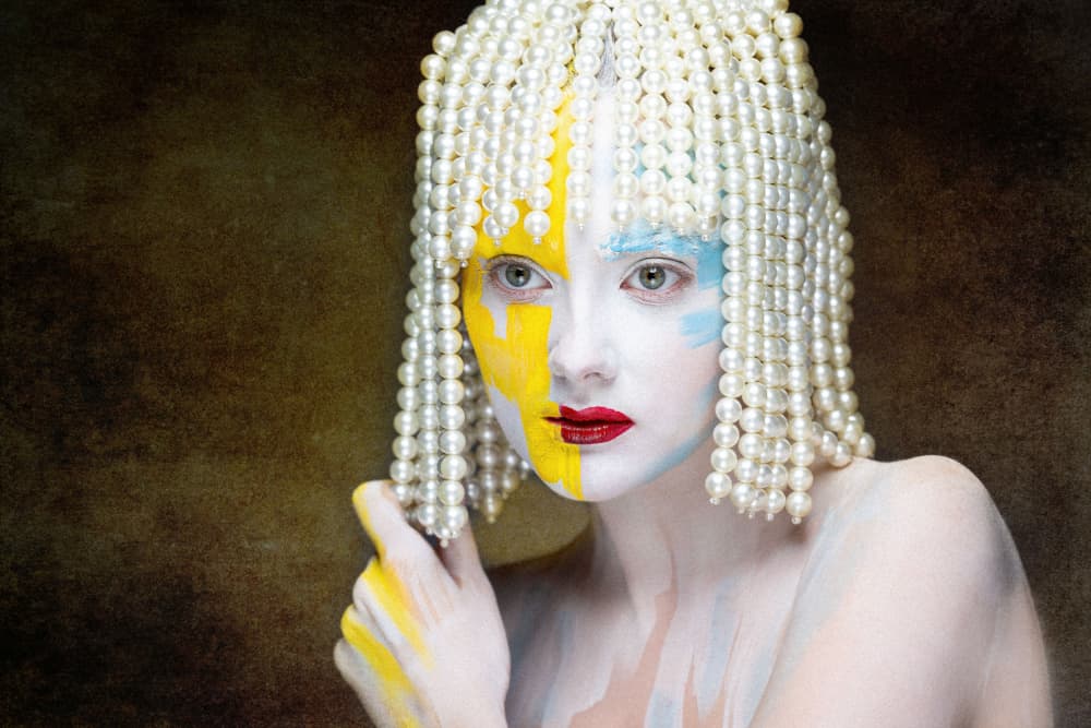 Painted Pearl Portrait by Amnon Eichelberg — canvas wall art