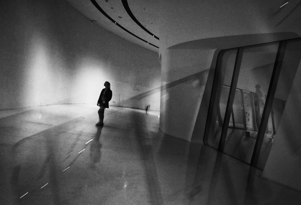 Solitary Figure Modern Space by Mi Young Choi — canvas wall art
