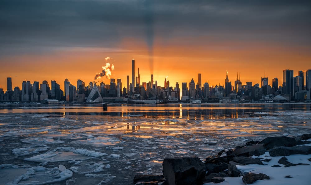 Icy Golden Skyline by Wei (David) Dai — canvas wall art