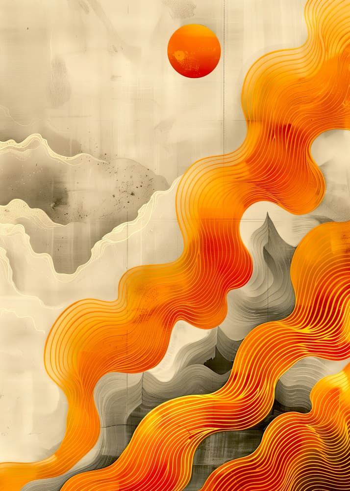Orange Flowing Mountains by Justyna Jaszke — canvas wall art