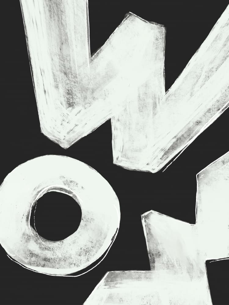 Abstract Black White WOW by Sarah Bühler — canvas wall art