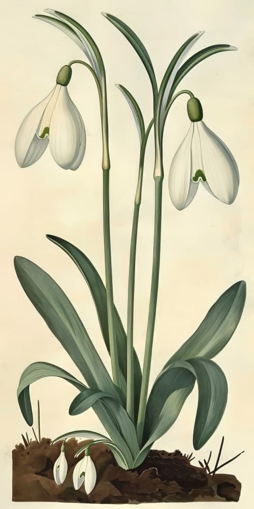Delicate Snowdrop Blooms by Bilge Paksoylu — canvas wall art