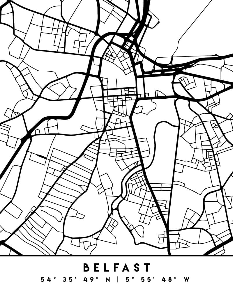Minimalist Belfast Map by Emiliano Deificus — canvas wall art