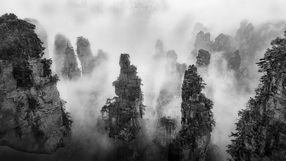 Misty Mountain Peaks by Dennis Zhang — canvas wall art