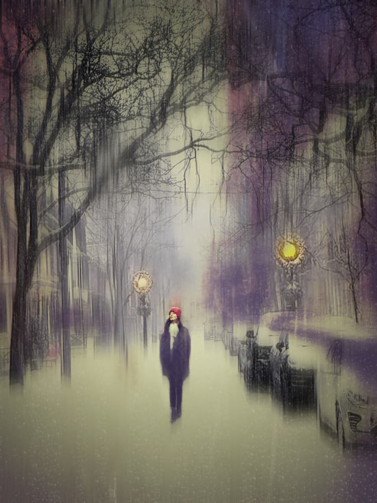 Dreamy Winter Street by Weiwei — canvas wall art