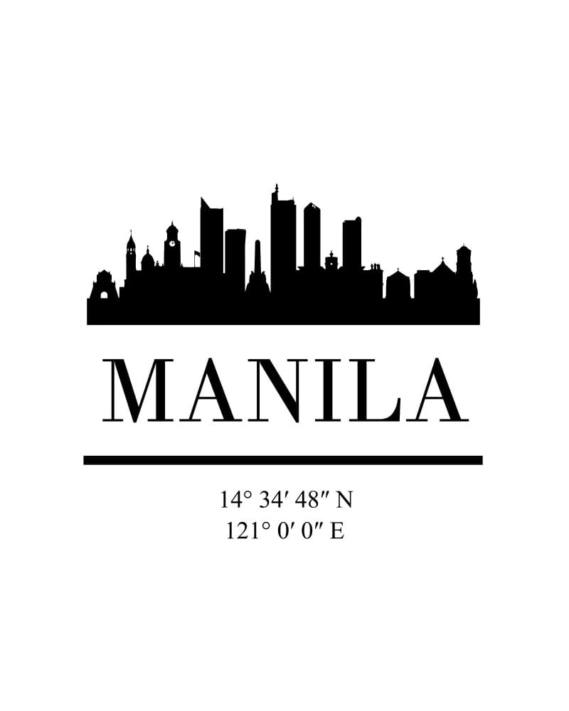 Manila Skyline Coordinates by Emiliano Deificus — canvas wall art