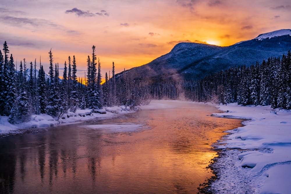 Winter River Sunset by Bing Yu — canvas wall art