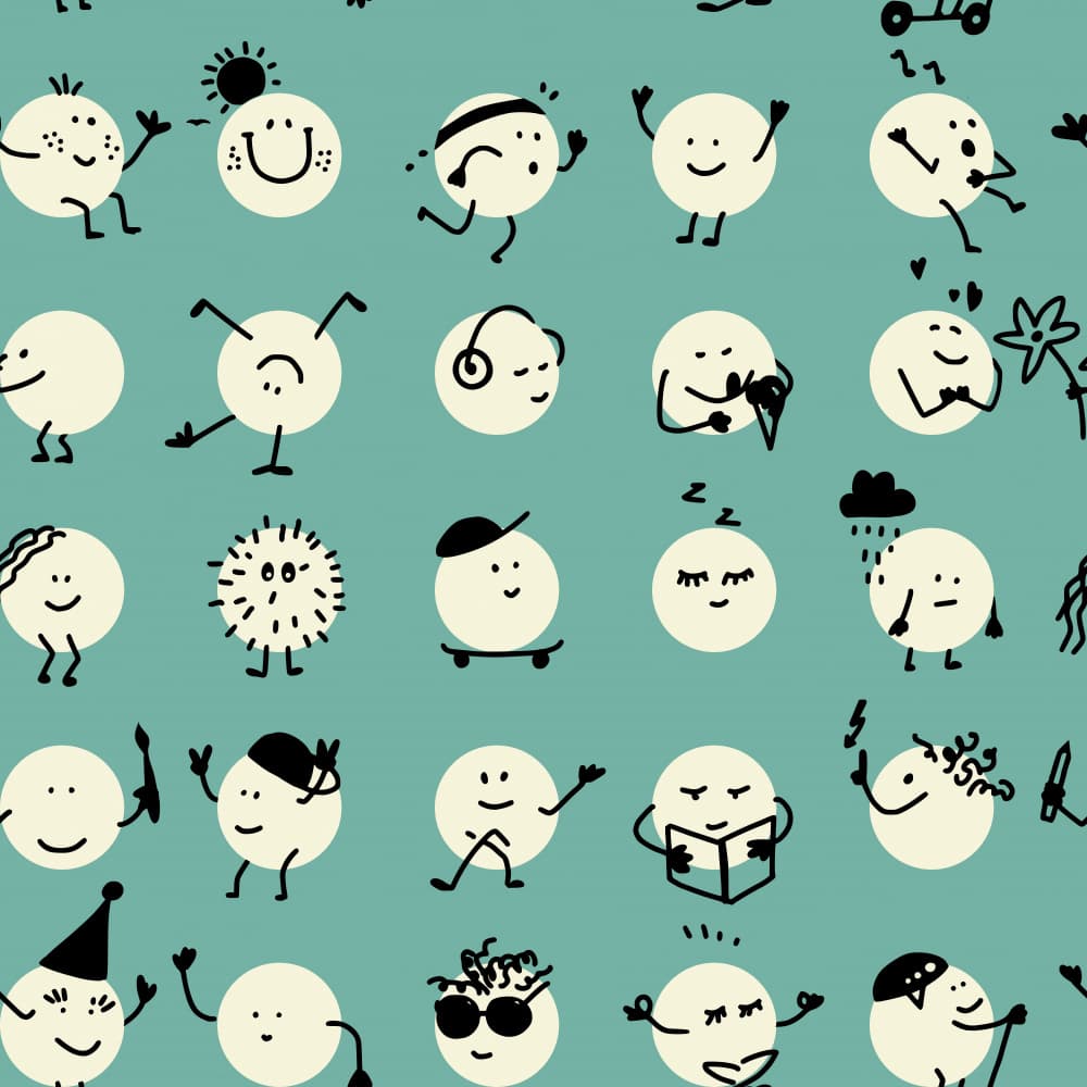 Happy Doodle Characters by Annick — canvas wall art