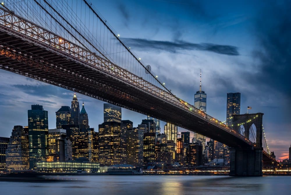 Brooklyn Bridge Night Lights by ILKER OZMEN — canvas wall art