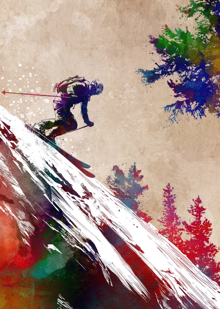 Sport Skiing Art (7) by Justyna Jaszke — canvas wall art