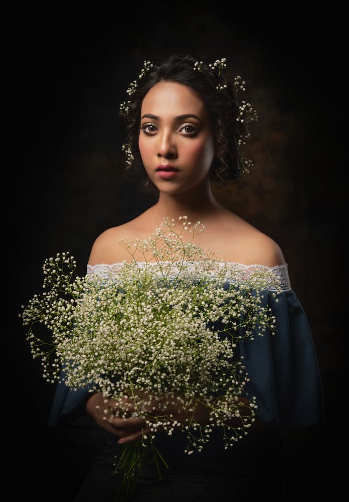 Elegant Floral Portrait by Nilendu Banerjee — canvas wall art