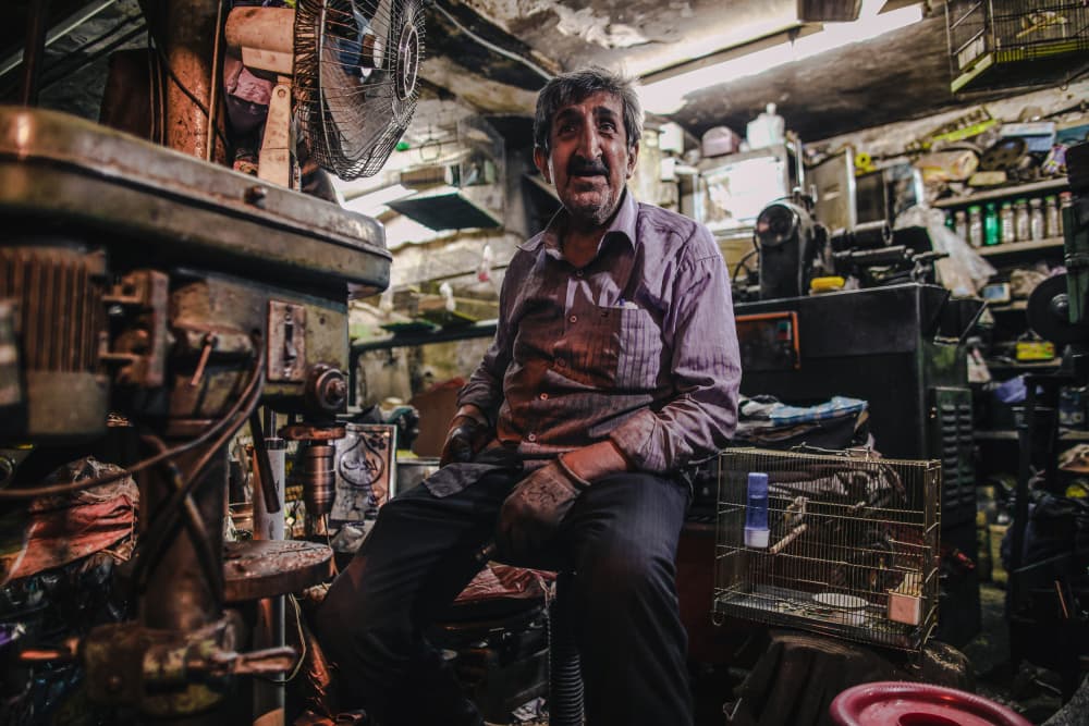 Gritty Workshop Portrait by Marco Tagliarino — canvas wall art
