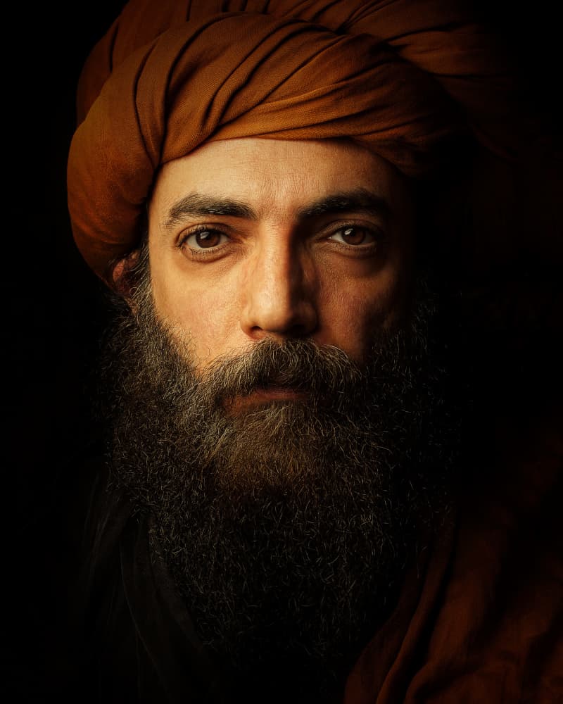 Intense Turban Portrait by Mehdi Mokhtari — canvas wall art