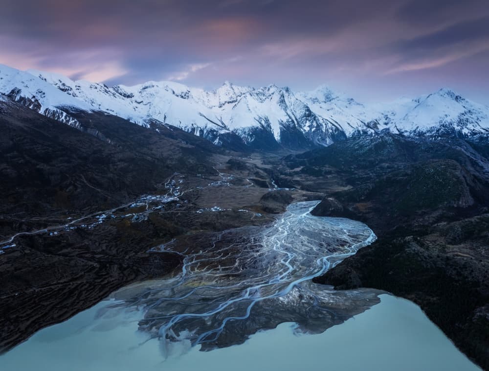 Alpine River Dawn by Dianne Mao — canvas wall art