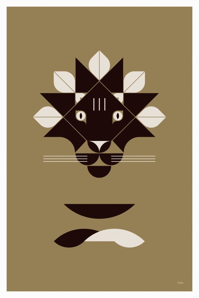 Geometric Lion Face by Studio Soleil — canvas wall art