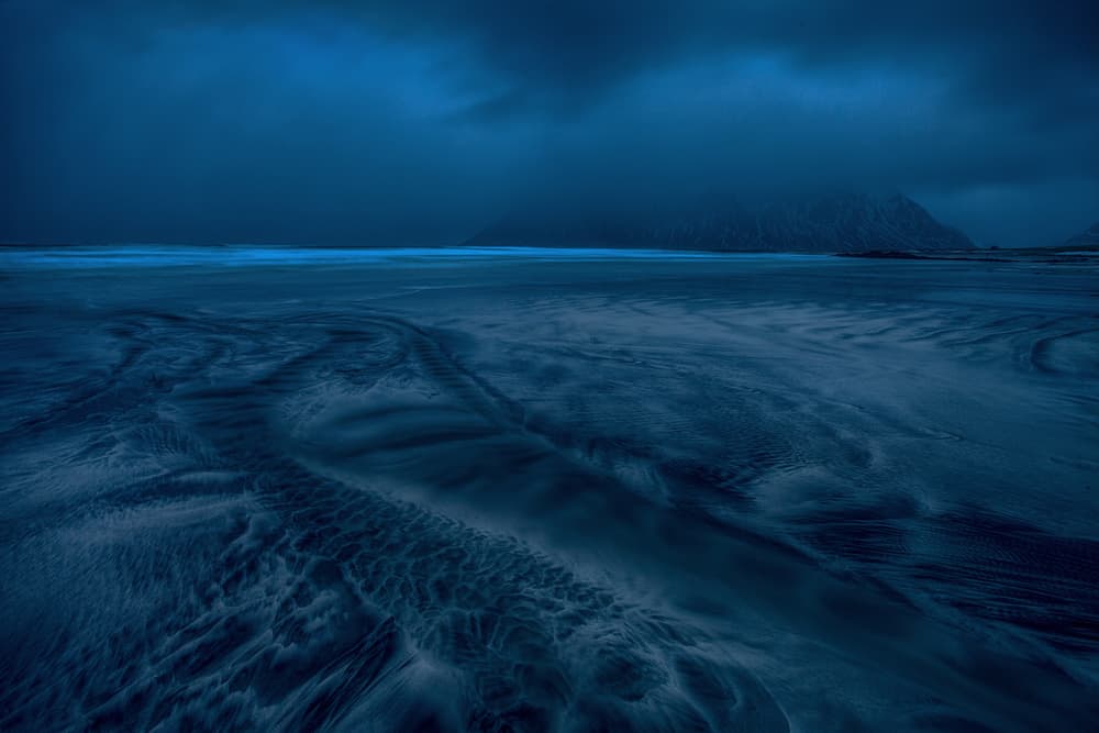 Glowing Blue Night Beach by Peter Svoboda MQEP — canvas wall art