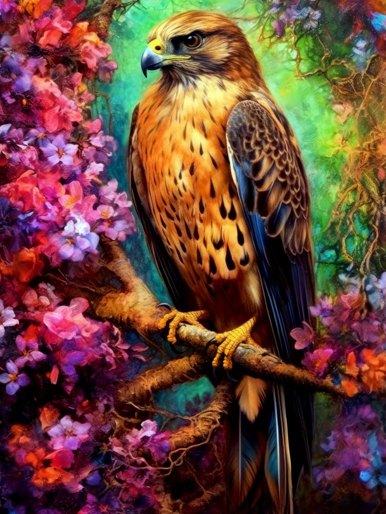 Majestic Hawk Bloom by Justyna Jaszke — canvas wall art