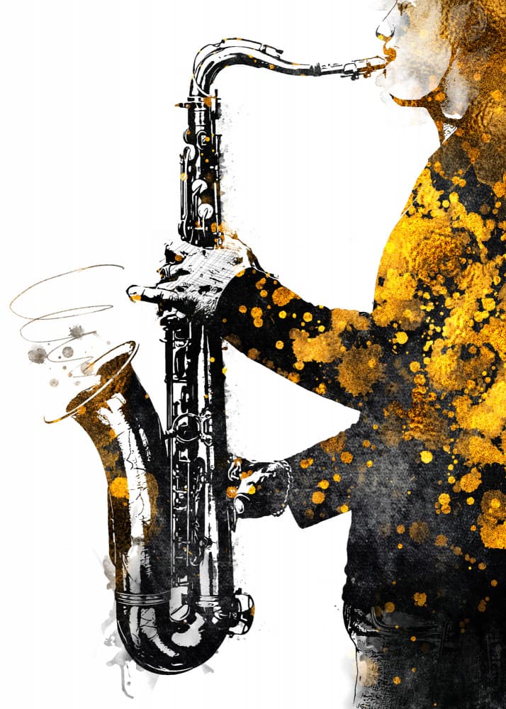 Golden Jazz Melodies by Justyna Jaszke — canvas wall art