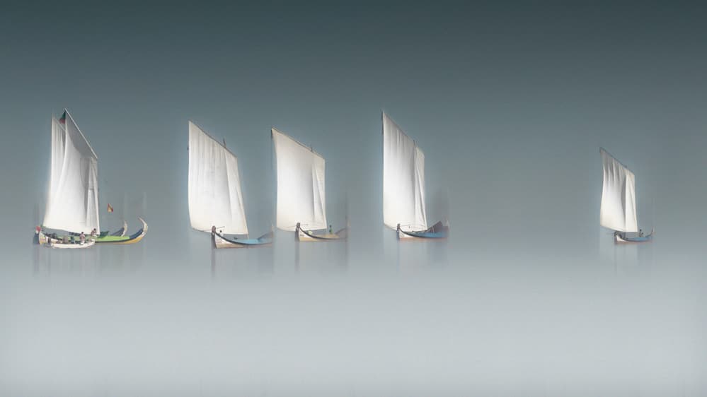 Misty Sailboats by Rui Correia — canvas wall art