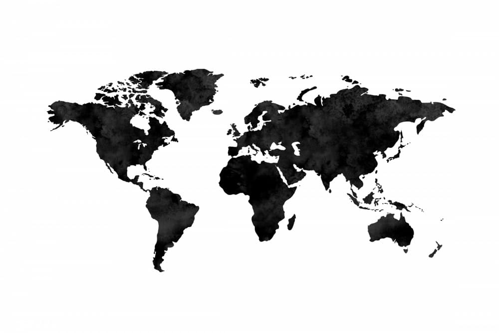 Inked World Map by THE MIUUS STUDIO — canvas wall art