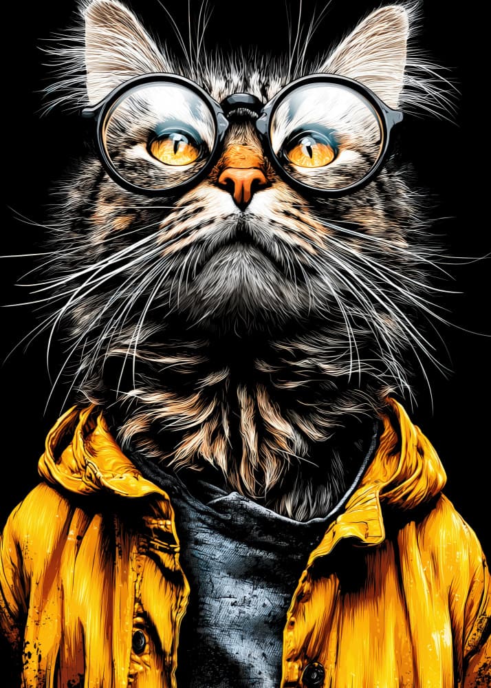Cool Cat In Glasses by Justyna Jaszke — canvas wall art