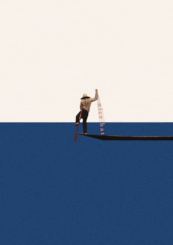 Fishing for compliments by Maarten Léon — canvas wall art