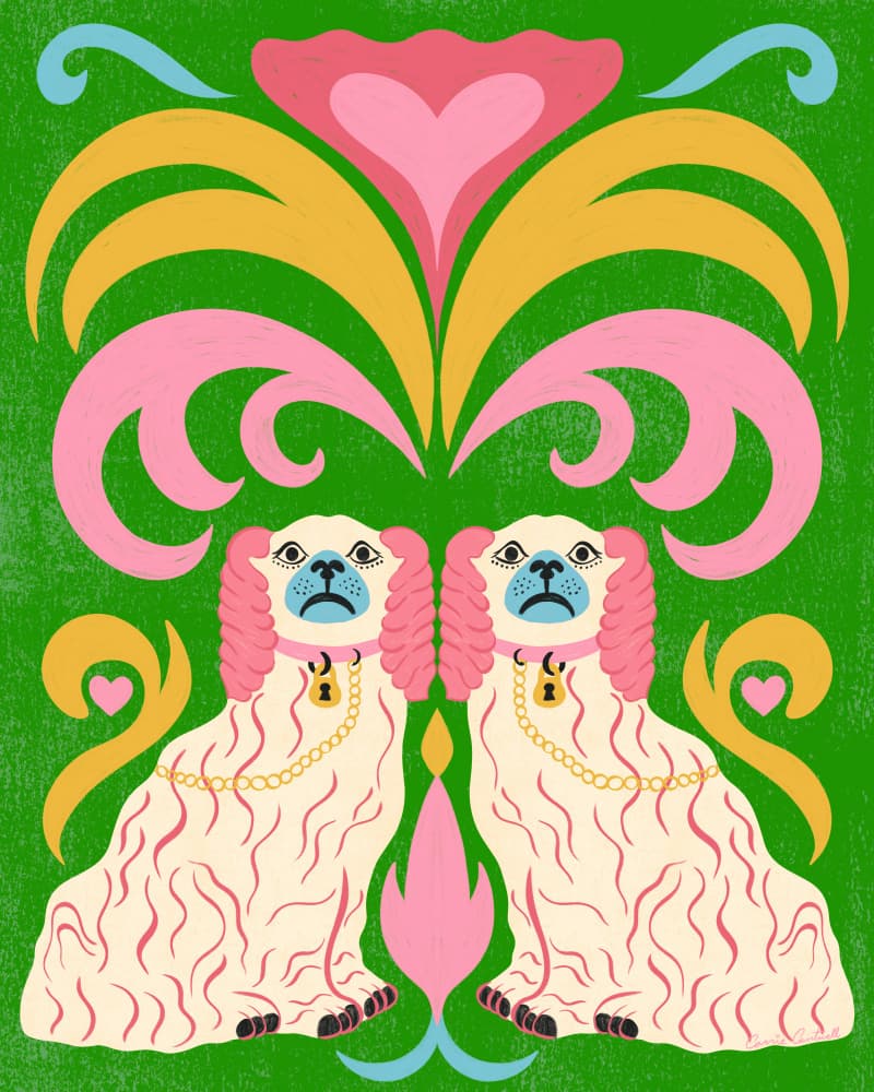Staffordshire Dogs by Carrie Cantwell — canvas wall art
