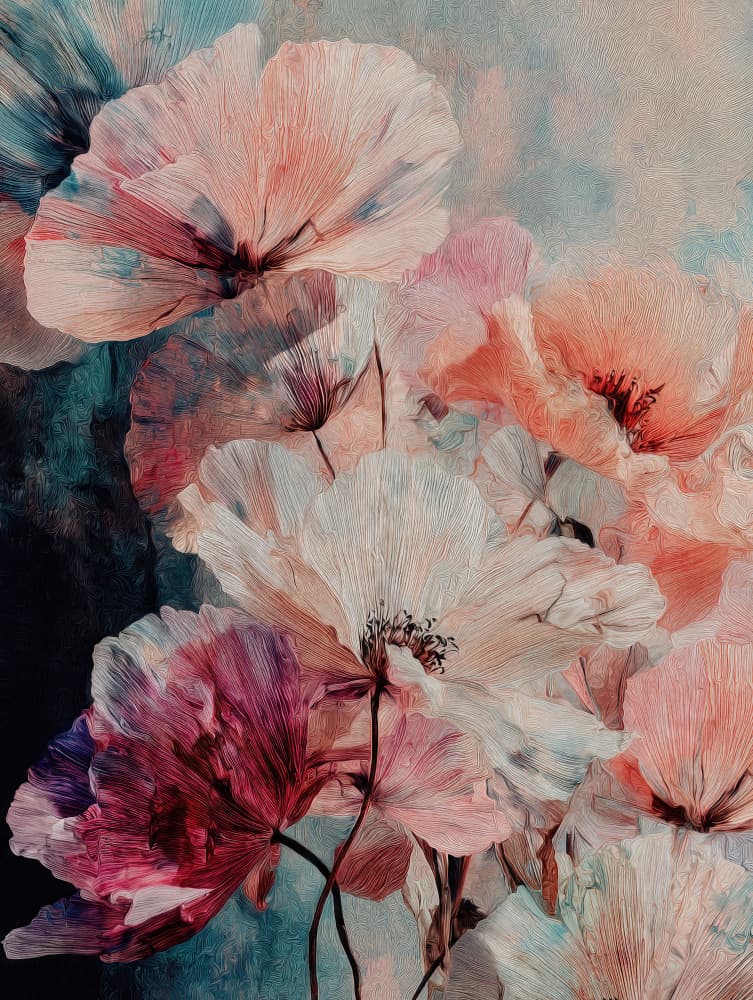 Dreamy Pastel Poppies by CATS AND DOTZ — canvas wall art