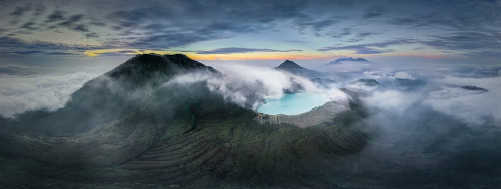Misty Crater Lake by Ling Jiang — canvas wall art