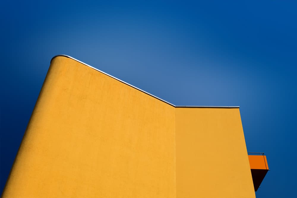 Modern Color Block Building by Rolf Endermann — canvas wall art