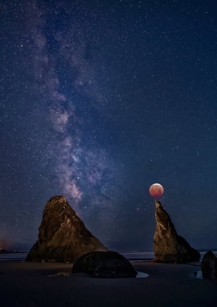Blood Moon Milky Way Night by Chong Q. Wu — canvas wall art