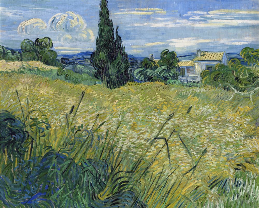 Green Wheat Field With Cypress (1889) by Vincent Van Gogh — canvas wall art