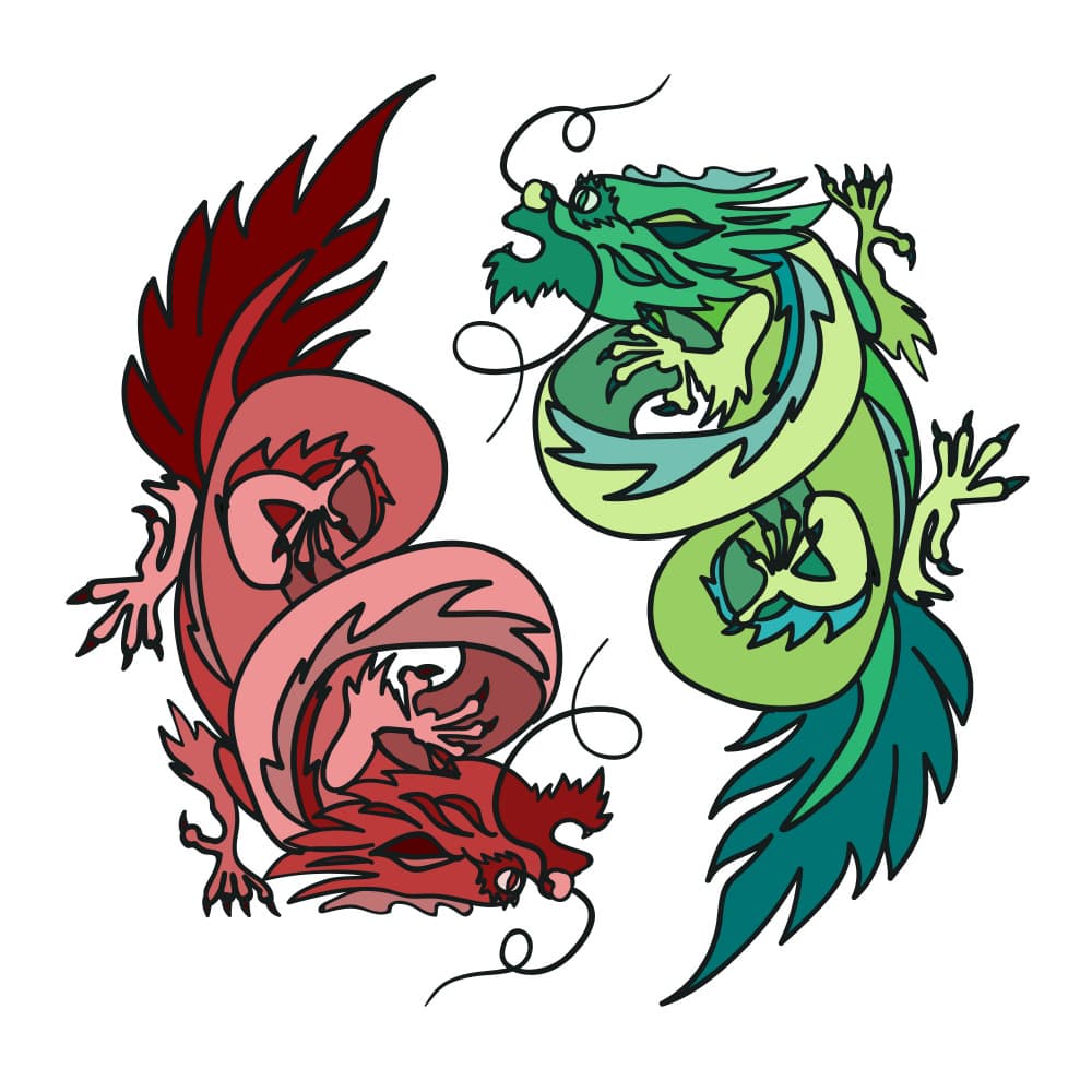Mythic Dragon Dance by Marika Barsrsind — canvas wall art